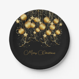 Elegante Gold Sparkle Weihnachts-Party Bauble Pappteller