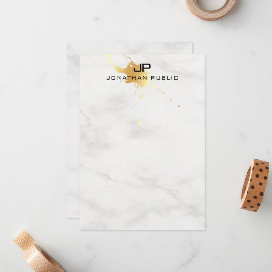 Elegante Gold Splash Moderne Mit Monogramm Vorlage (Vorderseite/Rückseite Beispiel)
