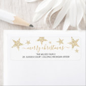 Elegante Gold Star Weihnachts-Rücksendeadresse (Insitu)