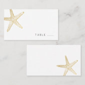 Elegante Gold Starfish Nautical Beach Platzkarte (Vorne/Hinten)