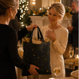 Elegante Gold Starry Night Tote Bag Tasche