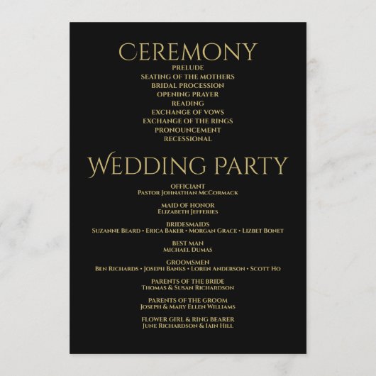 Elegante Gold Stars auf der Schwarzen Festung Programm (Rückseite)