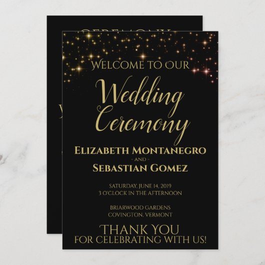 Elegante Gold Stars auf der Schwarzen Festung Programm (Vorne/Hinten)