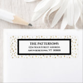 Elegante Gold Stars Black Border Rücksendeadresse (Insitu)