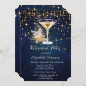 Elegante Gold Stars Champagne Navy Blue Retirement Einladung (Vorne/Hinten)