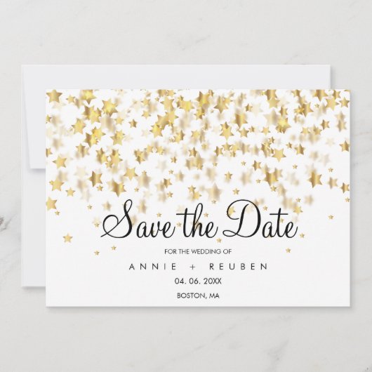 Elegante Gold Stars Moderne, einfach Save The Date (Vorderseite)
