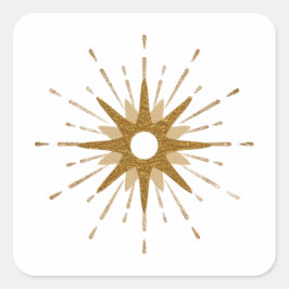 Elegante Gold-Sternexplosion Quadratischer Aufkleber