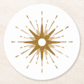 Elegante Gold-Sternexplosion Runder Pappuntersetzer (Vorderseite)