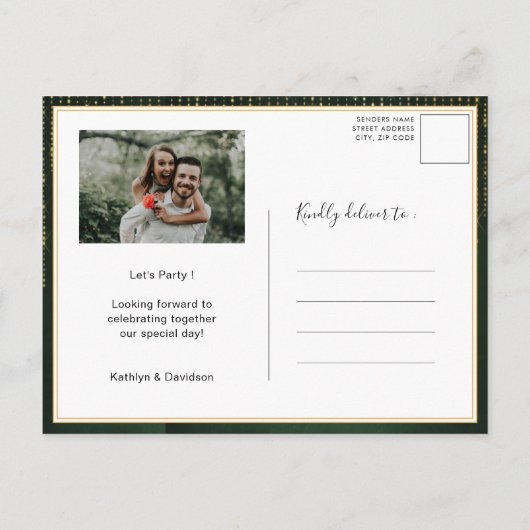 Elegante Gold String Lights I DO Engagement Party Einladungspostkarte (Rückseite)