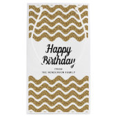 Elegante Gold Stripes Script Geburtstag Kleine Geschenktüte (Rückseite)
