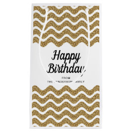 Elegante Gold Stripes Script Geburtstag Kleine Geschenktüte