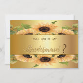 Elegante Gold Sunflowers Bridesmaid Card Einladung (Vorderseite)
