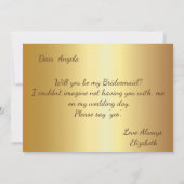 Elegante Gold Sunflowers Bridesmaid Card Einladung (Rückseite)
