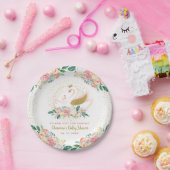 Elegante Gold Swan Princess Pink Floral Baby Showe Pappteller (Party)