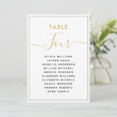 Elegante Gold Table Seating Chart Einladung (Stehend Vorderseite)