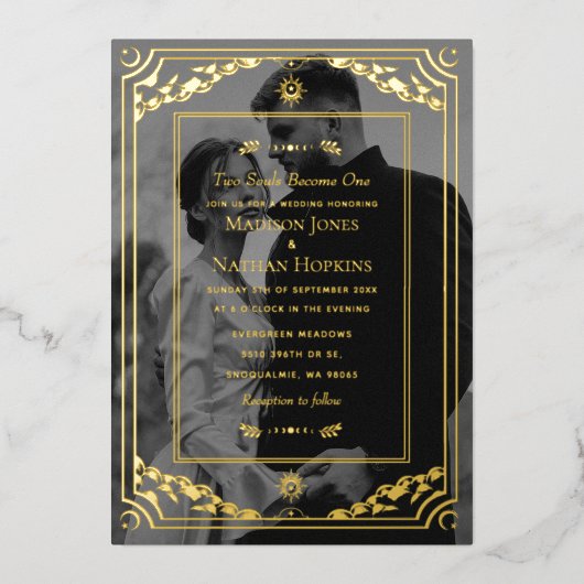 Elegante Gold Tarot Card Hochzeit Foto Einladung (Vorderseite)