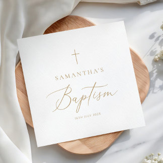 Elegante Gold-Taufe-Kalligrafie Serviette