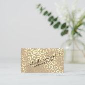 Elegante Gold Taupe Leopard Cheetah Animal Print Visitenkarte (Stehend Vorderseite)