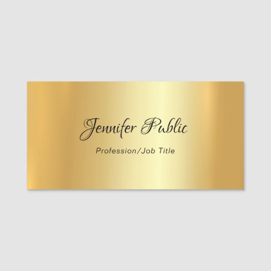 Elegante Gold Template Handgeschriebenes Skript Mo Namensschild (Vorderseite)