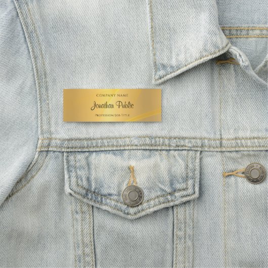 Elegante Gold Template Handgeschriebenes Skript Mo Namensschild (Beispiel)