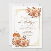 Elegante Gold Terracotta Floral Boho Rustikale Hoc Einladung (Vorderseite)