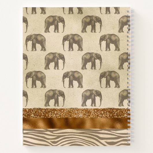 Elegante Gold Tiger Elephant Monogram Initials Notizblock (Rückseite)