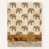Elegante Gold Tiger Elephant Monogram Initials Notizblock (Vorderseite)