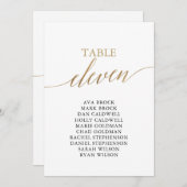 Elegante Gold Tischnummer 11 Seating Chart (Vorne/Hinten)