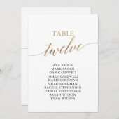 Elegante Gold Tischnummer 12 Seating Chart (Vorne/Hinten)