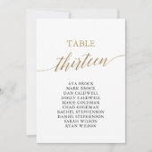 Elegante Gold Tischnummer 13 Seating Chart (Vorderseite)