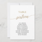 Elegante Gold Tischnummer 16 Seating Chart (Vorderseite)