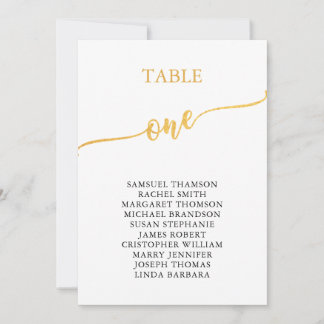 Elegante Gold Tischnummer 1 Seating Chart