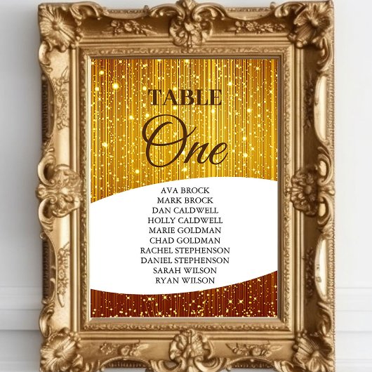 Elegante Gold Tischnummer 1 Seating Chart