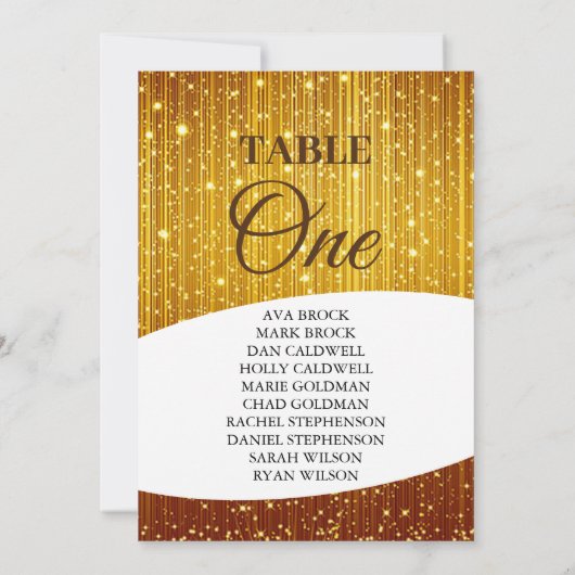 Elegante Gold Tischnummer 1 Seating Chart (Rückseite)