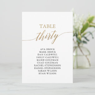 Elegante Gold Tischnummer 30 Seating Chart