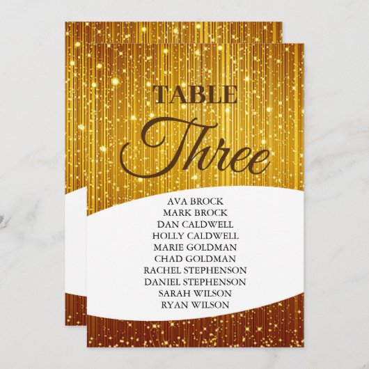 Elegante Gold Tischnummer 3 Drei Sitze (Vorne/Hinten)