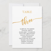 Elegante Gold Tischnummer 3 Sitzkarte (Rückseite)