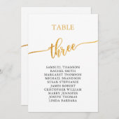 Elegante Gold Tischnummer 3 Sitzkarte (Vorne/Hinten)