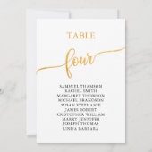 Elegante Gold Tischnummer 4 Seating Chart (Rückseite)