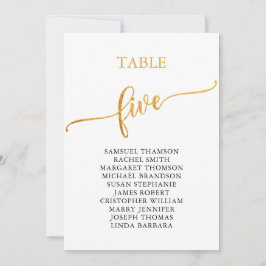 Elegante Gold Tischnummer 5 Sitzkarte