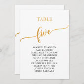 Elegante Gold Tischnummer 5 Sitzkarte (Vorne/Hinten)