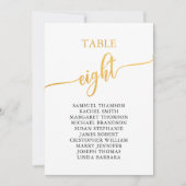 Elegante Gold Tischnummer 8 Seating Chart (Vorderseite)