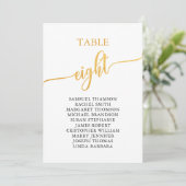 Elegante Gold Tischnummer 8 Seating Chart (Stehend Vorderseite)