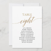 Elegante Gold Tischnummer 8 Seating Chart (Vorderseite)