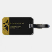 Elegante Gold Travel World Map Mit Monogramm Name Gepäckanhänger (Rückseite horizontal)