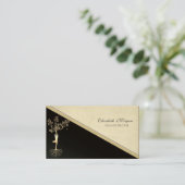 Elegante Gold Tree Silhouette, Yoga Visitenkarte (Stehend Vorderseite)