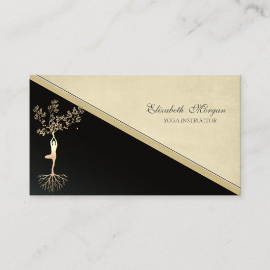 Elegante Gold Tree Silhouette, Yoga Visitenkarte (Vorderseite)
