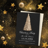 Elegante Gold Tree Weihnachts-Party Schwarz Einladung