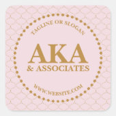 Elegante Gold Trellis Business Monogram Quadratischer Aufkleber (Vorderseite)