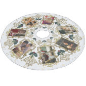 Elegante Gold Trim Family Weihnachts-FotoCollage Fleece Weihnachtsbaumdecke (Schrägansicht)